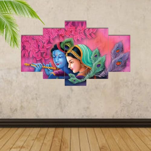 perpetual Radha Krishna Painting For Living Room | Set of 5 Wall Paintings For Wall/Home Decoration Living Room Bedroom Office Hotel Wall Art Dining Area Decor (k5z) - Image 3
