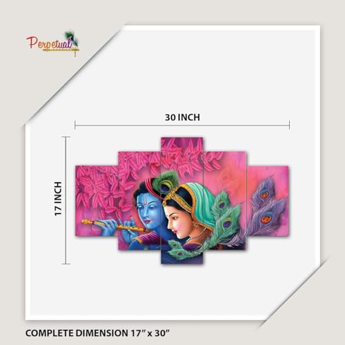 perpetual Radha Krishna Painting For Living Room | Set of 5 Wall Paintings For Wall/Home Decoration Living Room Bedroom Office Hotel Wall Art Dining Area Decor (k5z) - Image 5