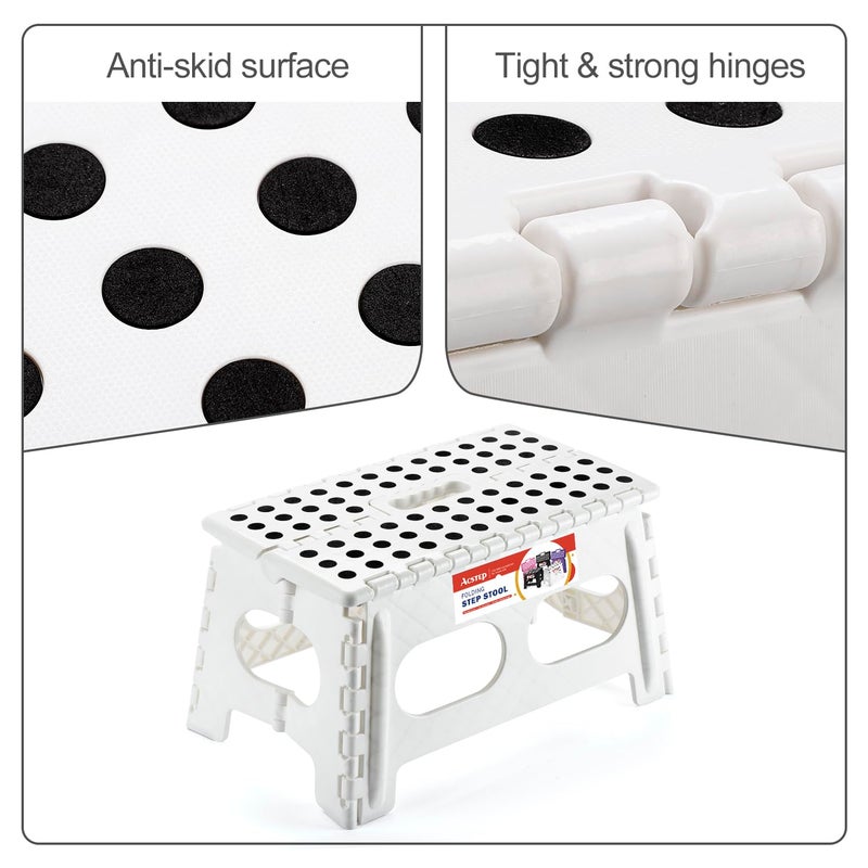 ACSTEP Folding Step Stool 9 Inch,15-Inch Extra Wide Heavy Duty Stepping Stool More Safe and Comfortable Non Slip Foldable Step Stool for Kids and Adults White - Image 3