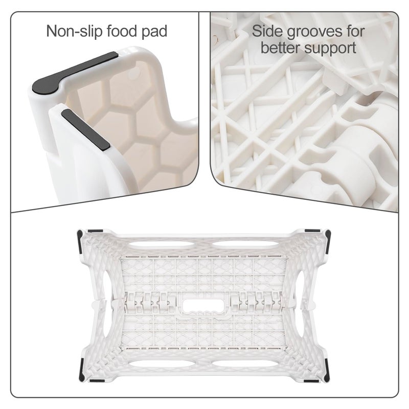 ACSTEP Folding Step Stool 9 Inch,15-Inch Extra Wide Heavy Duty Stepping Stool More Safe and Comfortable Non Slip Foldable Step Stool for Kids and Adults White - Image 2