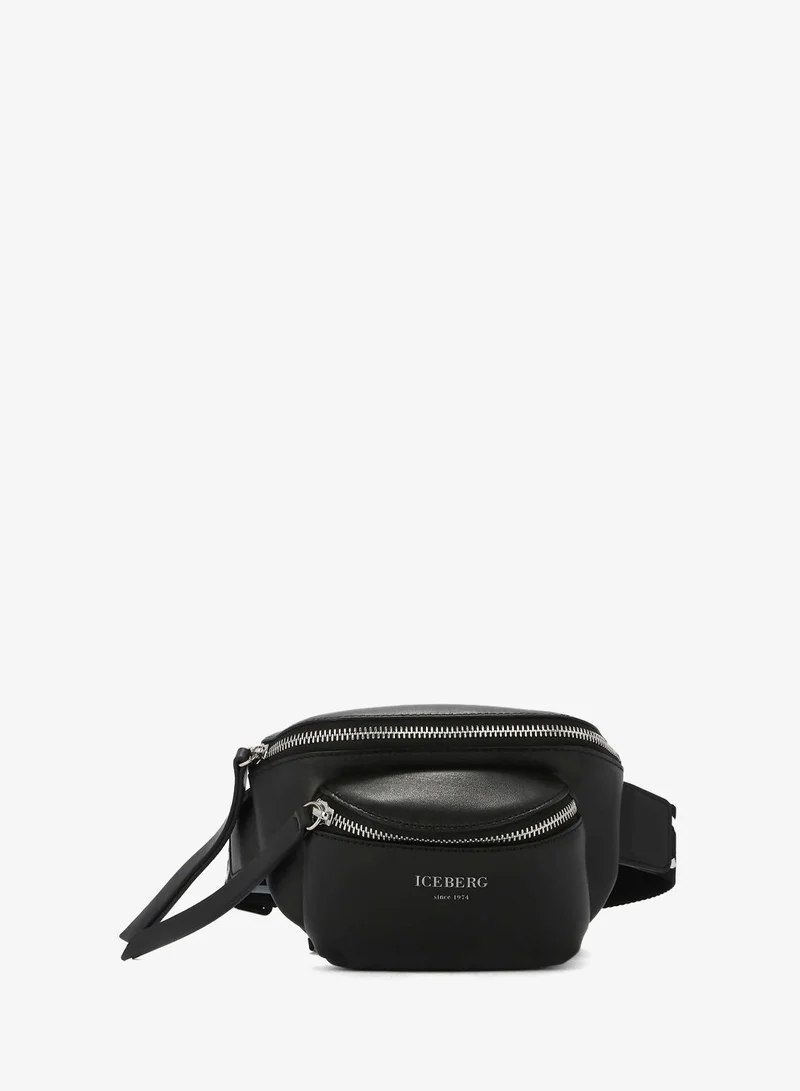 أيسبيرغ حقيبة بحزام شعار من الجلد الأسود