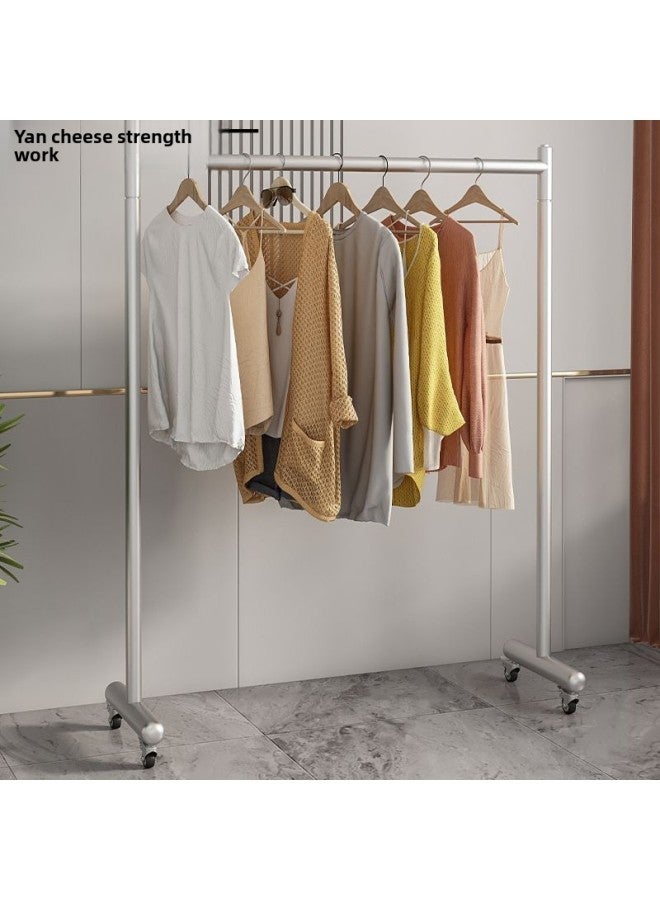 Internet Celebrant Clothes Hanger Floor Vertical Hanger Indoor Student Dormitory Bedroom Clothing Display Rack Gantry Clothes Hanging Rod-Color:Nano Gold_length 60 Height 167 With 2.0 Wheels  - Image 4