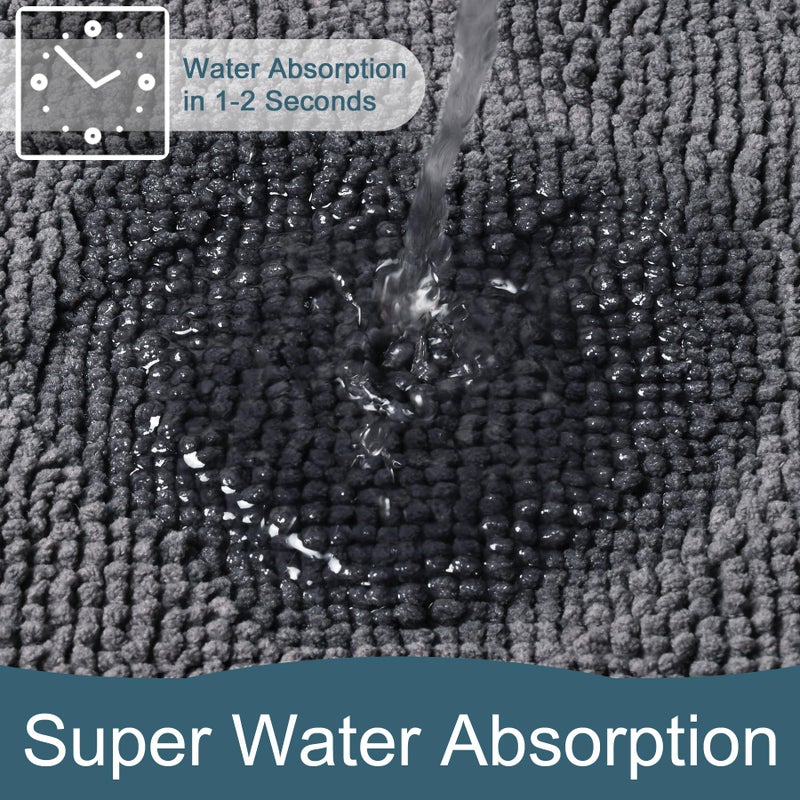 Arogan قابلة للغسل مقصورة الباب الداخلي مدخل سجاد دخول منخفض للداخل للمنزل الدعم المطاط الماص موحلة الحذاء الأوساخ ممسحة للباب الأمامي الخلفي (24 × 36 بوصة) رمادية) - Image 5