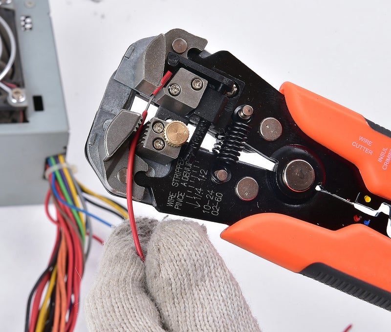 Tactix Automatic Wire Stripper, Heavy Duty Wire Stripping Tool for 1.0-3.2mm Cables, Precision Wire Cutter with Clamping Action & Length Gauge, Black/Orange- 400015 - Image 4