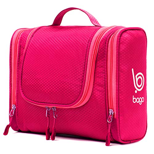 Bago Travel Toiletry Bag for Women and Men - Large Waterproof Hanging Large Toiletry Bag for Bathroom and Travelling Bag for Toiletries Organizer - Travel Makeup Bag (Pink) - Image 3