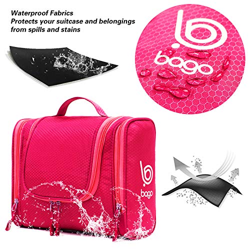 Bago Travel Toiletry Bag for Women and Men - Large Waterproof Hanging Large Toiletry Bag for Bathroom and Travelling Bag for Toiletries Organizer - Travel Makeup Bag (Pink) - Image 4