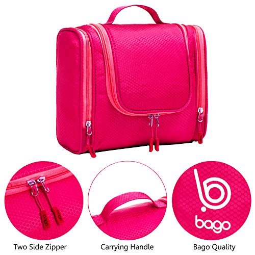 Bago Travel Toiletry Bag for Women and Men - Large Waterproof Hanging Large Toiletry Bag for Bathroom and Travelling Bag for Toiletries Organizer - Travel Makeup Bag (Pink) - Image 5