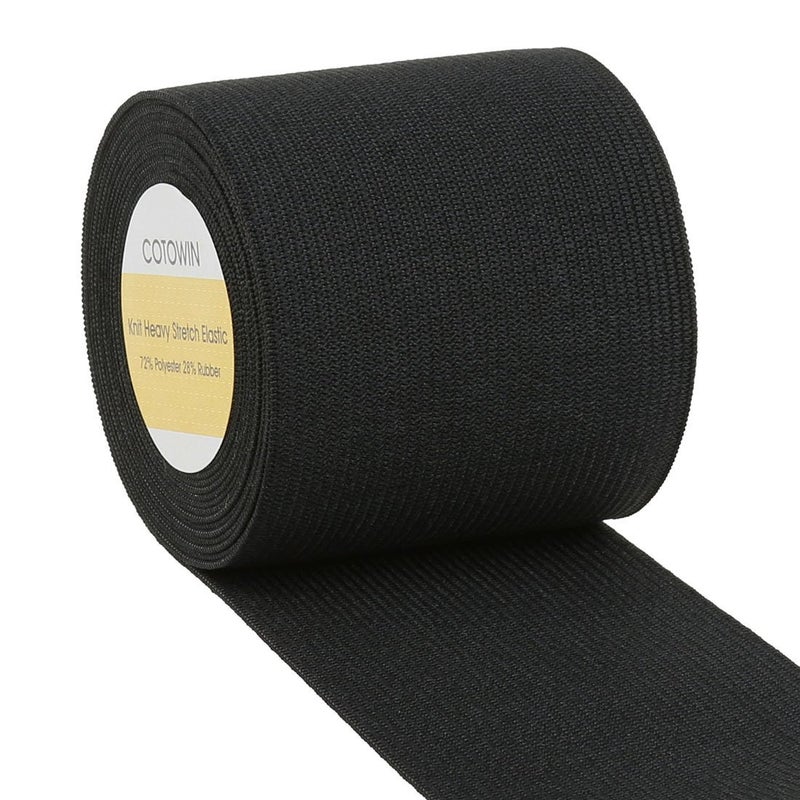 COTOWIN 2.5-Inch Black Knit Heavy Stretch High Elasticity Elastic Band 4 Yards - Image 1