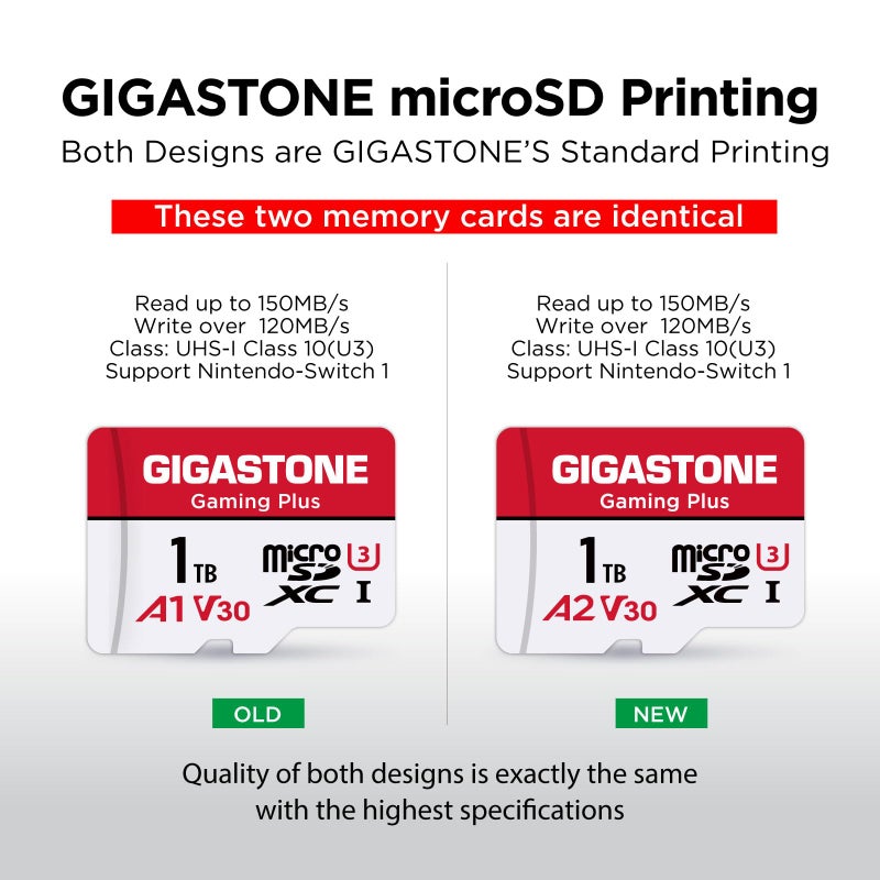Gigastone ã€for Switch 1 Onlyã€‘ GIGASTONE 1TB Gaming Plus Series Memory Card Speed Up to 150/120MB/s for Nintendo-Switch 1, Steam Deck, 4K Video A1 V30 U3 MicroSDXC with SD Adapter - Image 2