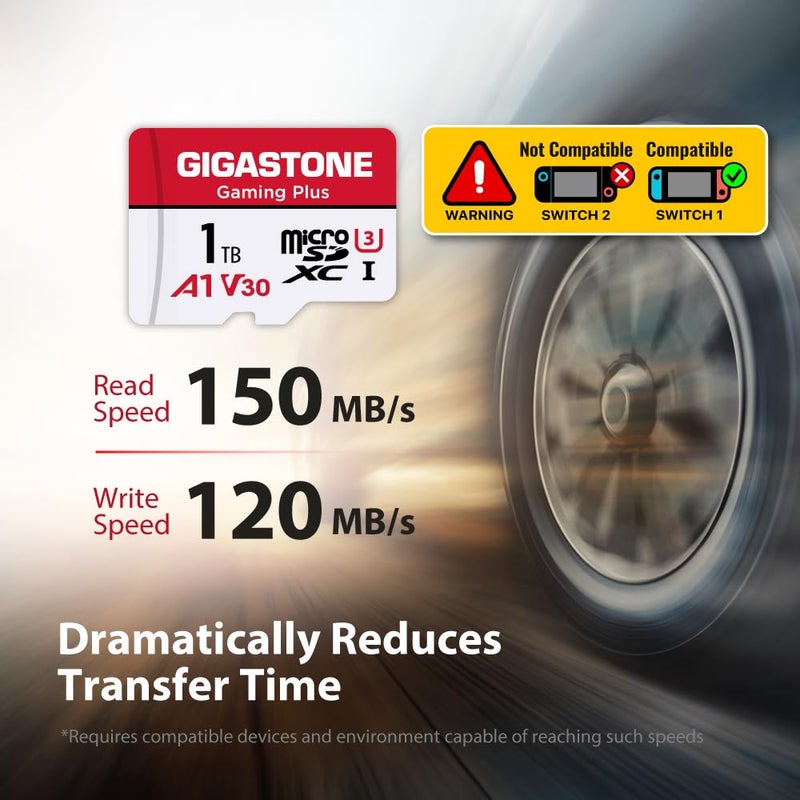 Gigastone ã€for Switch 1 Onlyã€‘ GIGASTONE 1TB Gaming Plus Series Memory Card Speed Up to 150/120MB/s for Nintendo-Switch 1, Steam Deck, 4K Video A1 V30 U3 MicroSDXC with SD Adapter - Image 4
