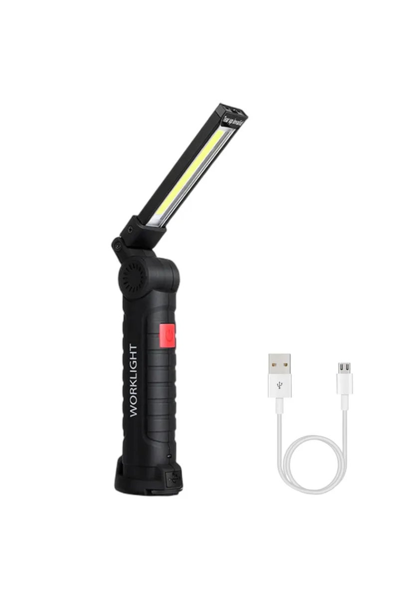 W52(Long) Rechargeable LED Emergency Flashlight Portable COB Folding Work Light 5Modes Waterproof Ca