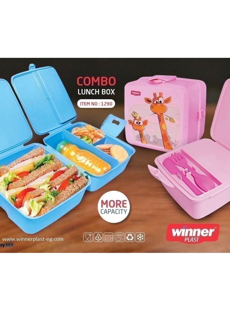 وينر لانش بوكس للأطفال كومبو متعددة الأقسام تدخل غسالة الأطباق بلاستيك صحي وآمن - Image 2