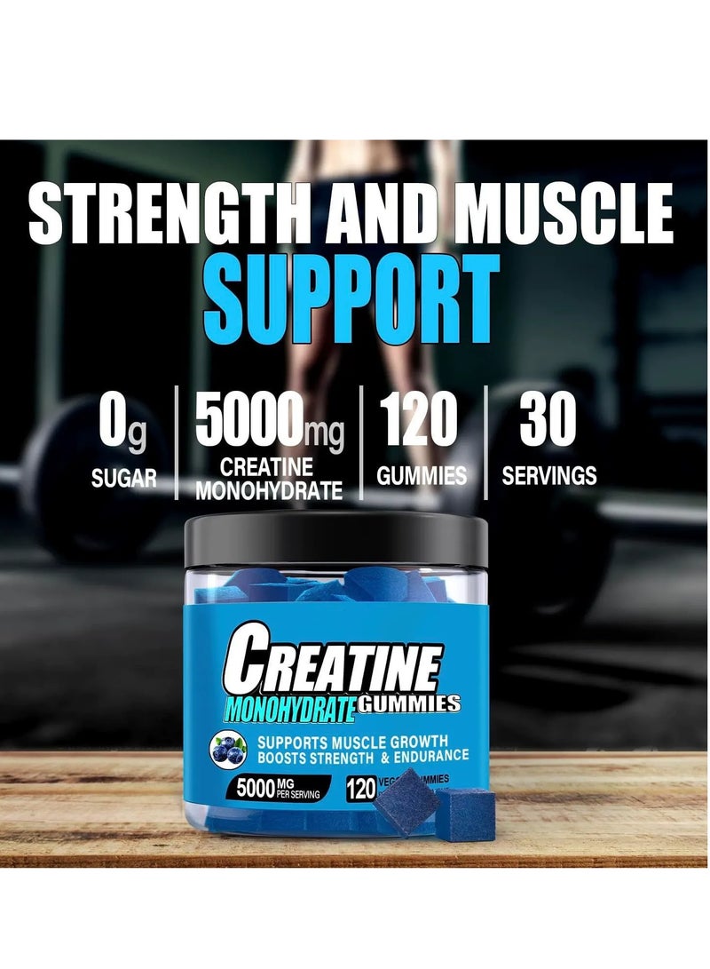 Day Wins Creatine Monohydrate Gummies 5000mg for Men & Women, Chewables Creatine Monohydrate for Muscle Strength, Muscle Builder, Energy Boost, Pre-Workout Supplement(120 Count)-Blueberry flavor. - Image 2