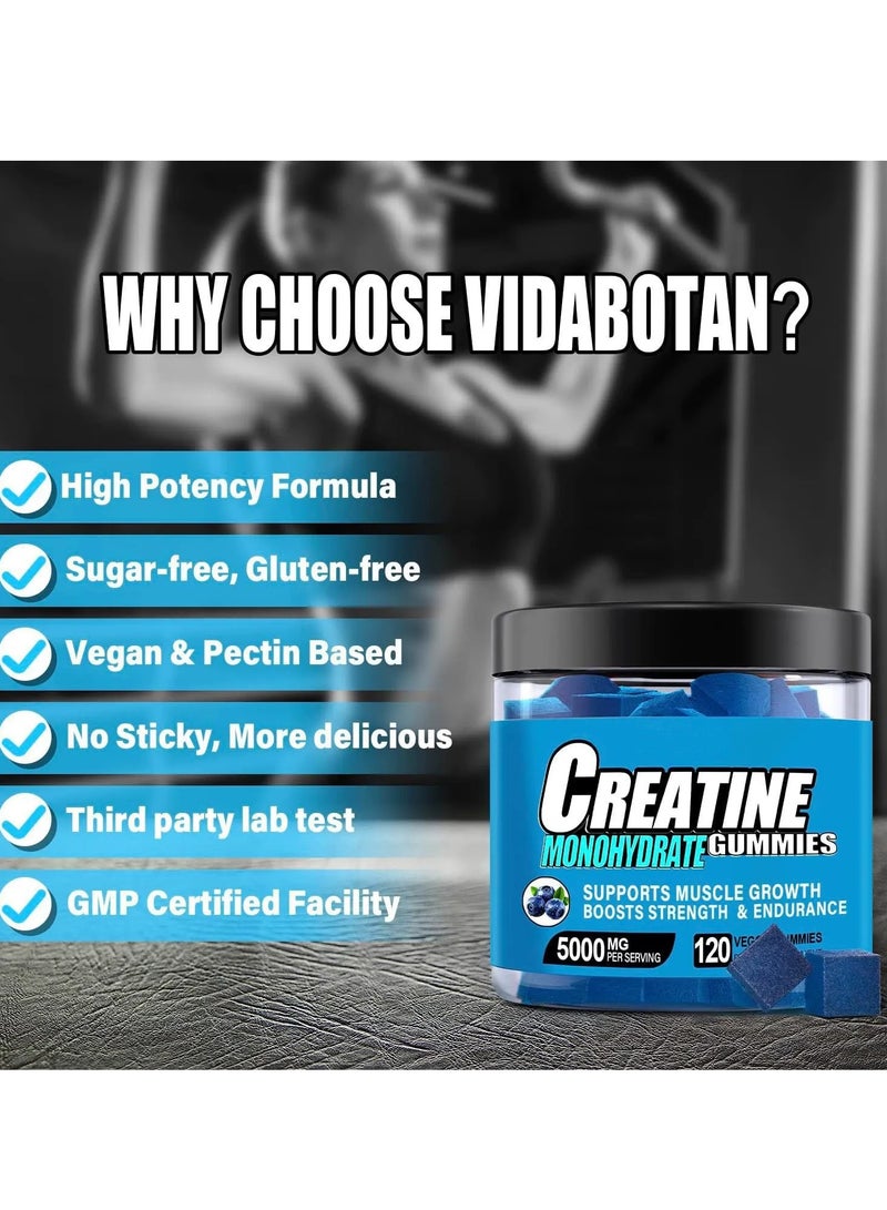 Day Wins Creatine Monohydrate Gummies 5000mg for Men & Women, Chewables Creatine Monohydrate for Muscle Strength, Muscle Builder, Energy Boost, Pre-Workout Supplement(120 Count)-Blueberry flavor. - Image 3