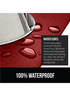 Gorilla Grip Gorilla Grip 100% Waterproof Raised Edge BPA Free Silicone Pet Feeding Mat, Dog Cat Food Mats Contain Spills Protects Floors, Placemats for Cats and Dogs Water Bowl, Pets Accessories 18.5x11.5 Red  - Image 2