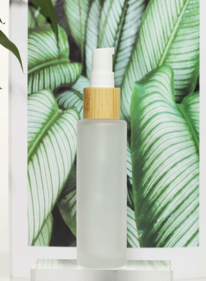 COSIDEA 6 pcs Empty 1.67oz / 50ml bamboo lids Frosted glass bottle with lotion pump dispenser, refillable emulsion cosmetic cream Serum bottles, toiletries refill travel container - Image 5