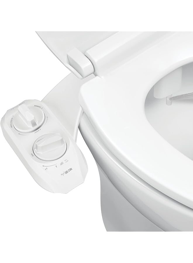 The Bros NEO 185 بلس - ملحق بيديت مسجل براءة اختراع لمقعد المرحاض، مفصلات مبتكرة للتنظيف، تركيب سهل، تنظيف ذاتي متقدم بزاوية 360°، فوهتين، غسيل نسائي وخلفي (أبيض) - Image 1