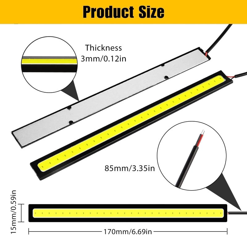 Linkstyle 12PCS 12V LED Interior Light Bar, Waterproof 28 LEDs COB Strip Light Super Bright Lights for Truck Boat Bike RV, White - Image 3
