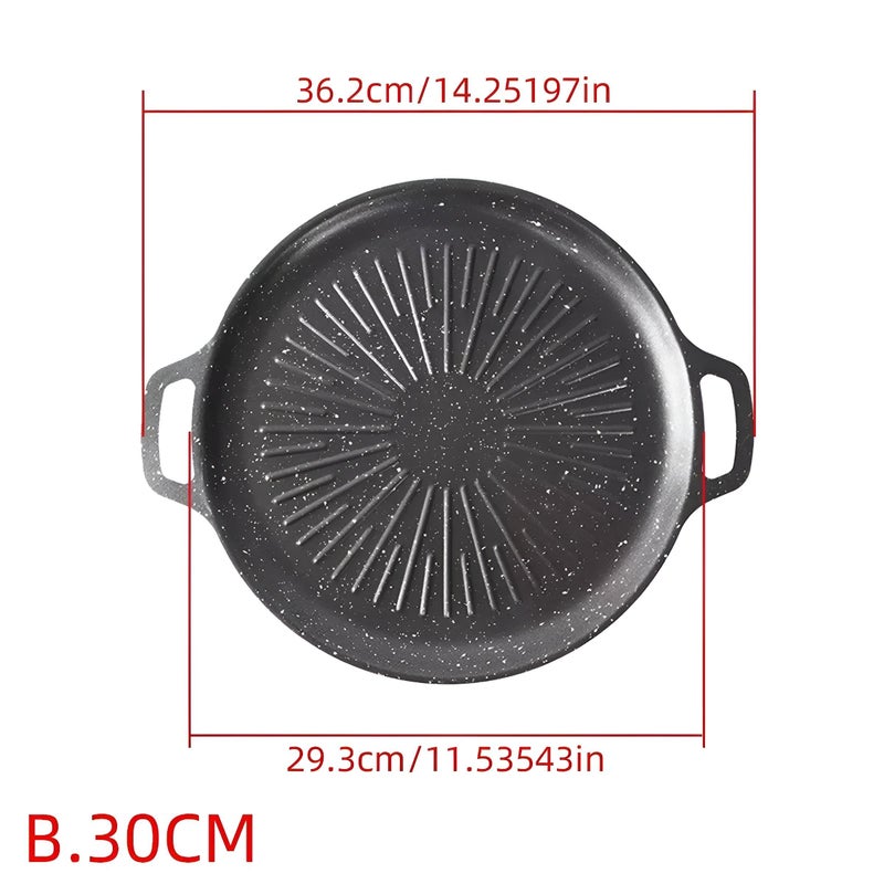 Stovetop Griddle - Round Non-Stick Iron Baking and BBQ Pan with Double Loop Handles, Ideal for Outdoor Grilling and Indoor Induction Cooking, Versatile Durable Cookware for All Needs (size 2 (36cm)) - Image 5