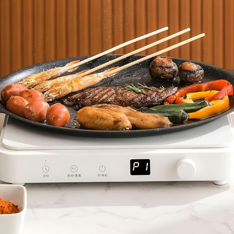 Stovetop Griddle - Round Non-Stick Iron Baking and BBQ Pan with Double Loop Handles, Ideal for Outdoor Grilling and Indoor Induction Cooking, Versatile Durable Cookware for All Needs (size 2 (36cm)) - Image 2