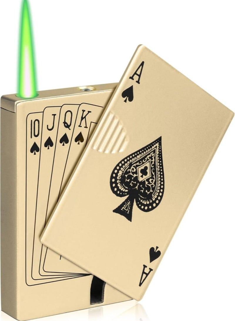 Generic Refillable Butane Jet Torch Lighter Ace Card Green Flame Lighter Windproof Refillable Butane Cool Lighter Outdoor Indoor Kitchen Camping BBQ Candle Birthday Gift for Men and Women - Image 1