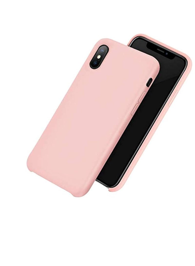 IPhone XS/X mobile phone case 5.8-inch Apple iPhone XS liquid silicone protective cover shatter-resistant thin-Pink - Image 1