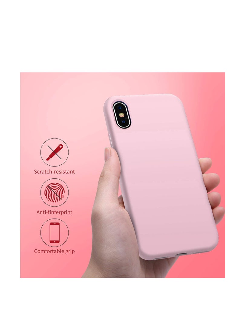 IPhone XS/X mobile phone case 5.8-inch Apple iPhone XS liquid silicone protective cover shatter-resistant thin-Pink - Image 4