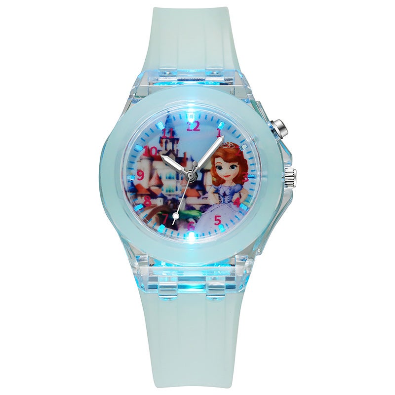 Kids Luminous Cartoon Watch Princess Design Green Sophia 