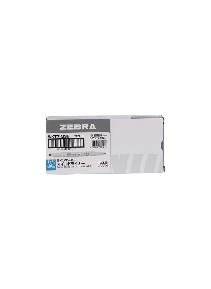 ZEBRA Mildliner Double Sided Highlighter , for Journal Planner , marking dictionary, Note Taking , drawing illustrations , Pack of 10 Smoke Blue Highlighters  - Image 1