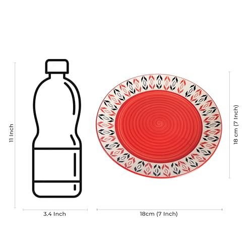 Caffeine Ceramic Handmade Stoneware Orange Arrow Pattern Quarter Plate 7” (Set of 2 Microwave & Dishwasher Safe) - Image 4