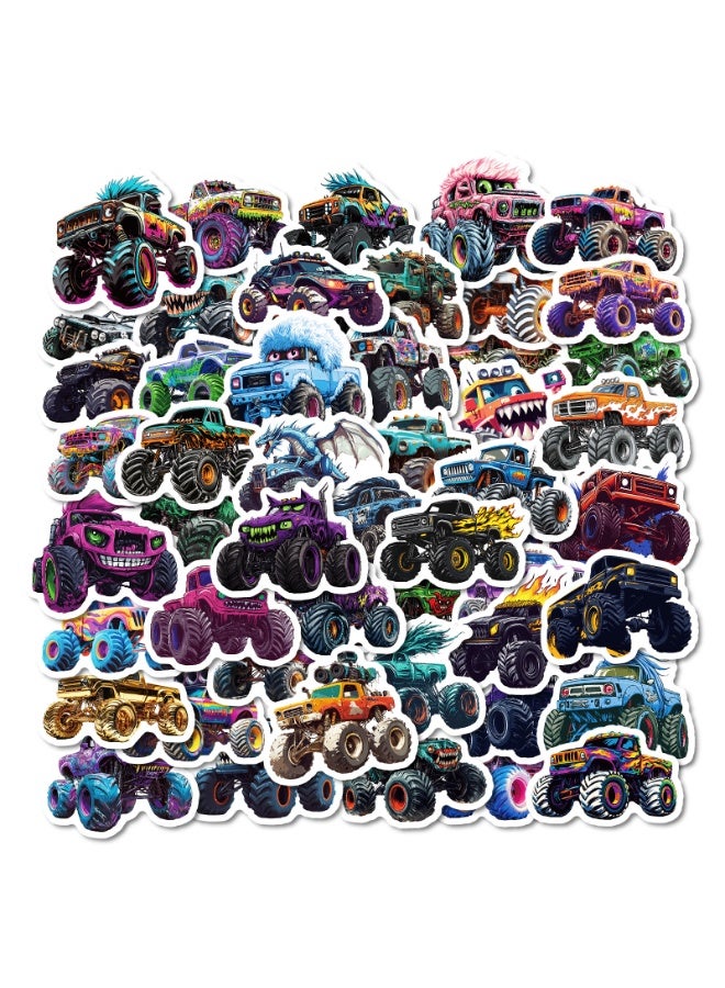 NIBEMINENT 50 Pcs Monster Truck Deco Kit Waterproof Stickers, High Definition Printing Bright Colors, Suitable for Laptop Skateboard Luggage Water Bottle Guitar DIY - Image 2