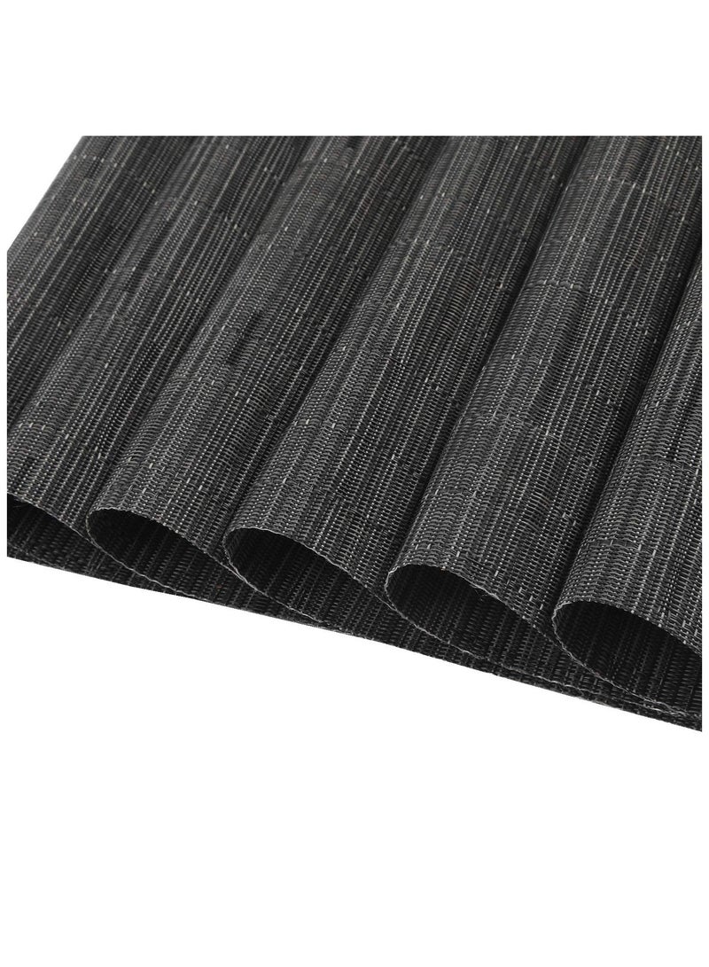SYOSI Round Table Placemats Set of 7, Wedge Shaped Place Mat with Centerpiece Round Mat, Woven Vinyl Table Placemats, Large Size Wedge Shape, Heat Resistant Table Mats Washable (7, Black Gray) - Image 5