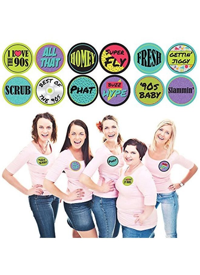 Big Dot of Happiness 90'S Throwback 1990S Party Funny Name Tags Party Badges Sticker Set Of 12  - Image 2