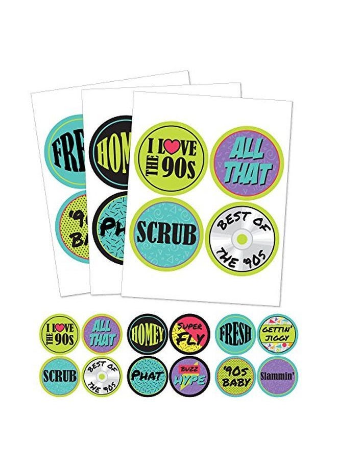 Big Dot of Happiness 90'S Throwback 1990S Party Funny Name Tags Party Badges Sticker Set Of 12  - Image 1
