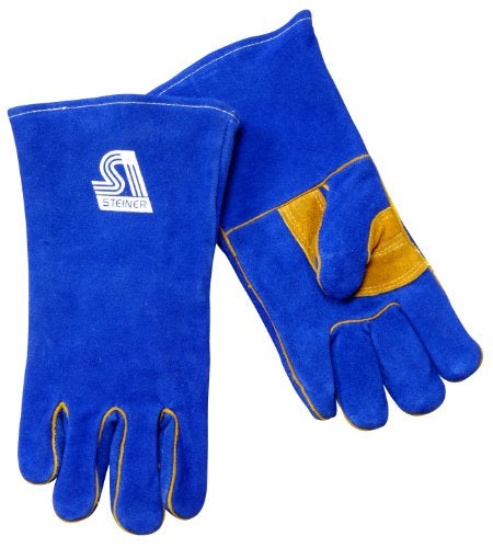 Steiner 2519BM Welding Gloves Blue BSeries Side Split Cowhide Foam Lined Back Medium