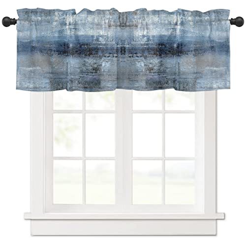 debraleye Navy Blue Window Valances Abstract Art Valances for Windows Treatment Decor Farmhouse Rod Pocket Decorative Curtain Valance for Bathroom Bedroom Living Room 54 X 18 in Blue 1 Panel - Image 1