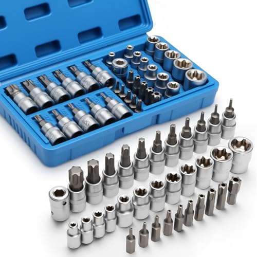 DISEN 34-Piece 3/8'' Drive Torx Star Bit sockets CR-V E-Socket Set, E4-20, T10-60, Tamper Proof Set TT10-TT55, 5/16"F to 3/8"M adapter with Storage Case,S2 Steel, Ideal for Car,Trucks,Home Improvement - Image 1