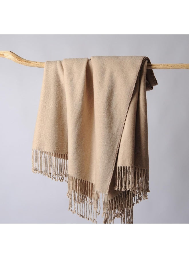 CUDDLE DREAMS CUDDLE DREAMS Silk Throw Blanket with Fringe, Pure Mulberry Silk, Naturally Soft, Breathable (Taupe)  - Image 5