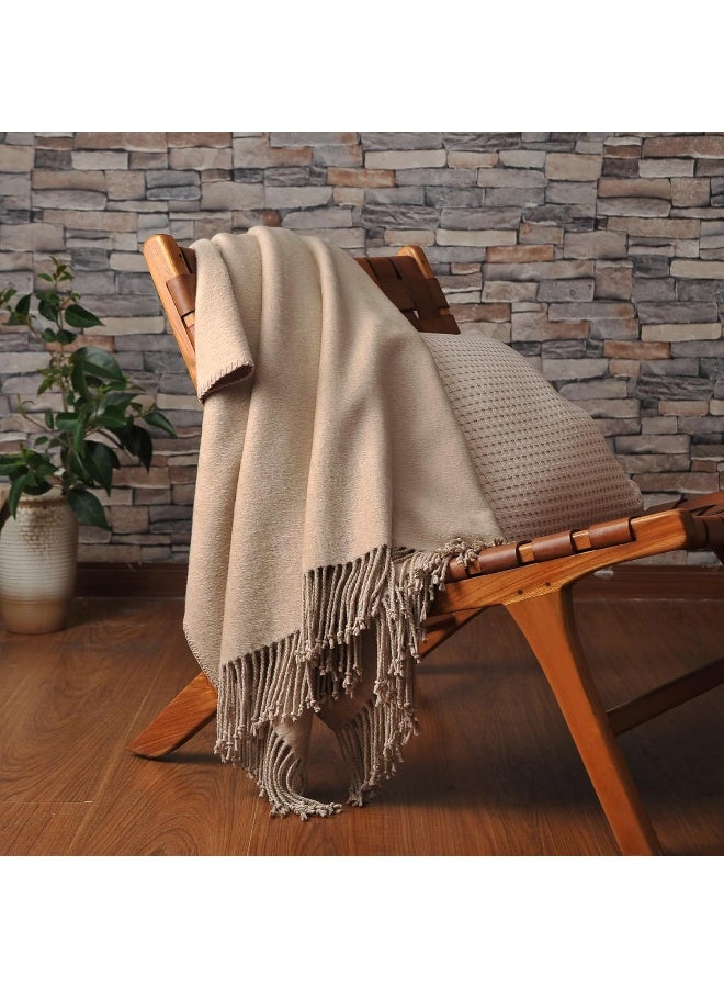 CUDDLE DREAMS CUDDLE DREAMS Silk Throw Blanket with Fringe, Pure Mulberry Silk, Naturally Soft, Breathable (Taupe)  - Image 3