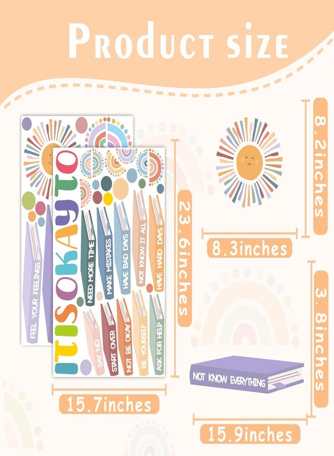 HATARU Kids Inspirational Wall Decals Motivational Quotes Wall Stickers Peel and Stick Reading Wall Decals Watercolor Polka Dots Rainbow Sun Wall Stickers for Nursery Classroom Playroom Reading Room Decor - Image 4