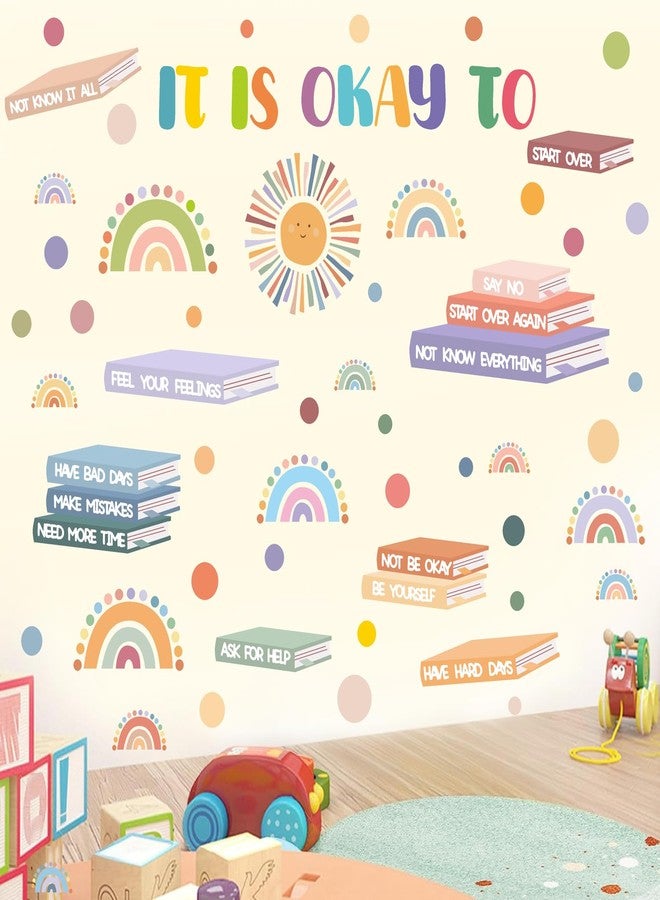 HATARU Kids Inspirational Wall Decals Motivational Quotes Wall Stickers Peel and Stick Reading Wall Decals Watercolor Polka Dots Rainbow Sun Wall Stickers for Nursery Classroom Playroom Reading Room Decor - Image 3