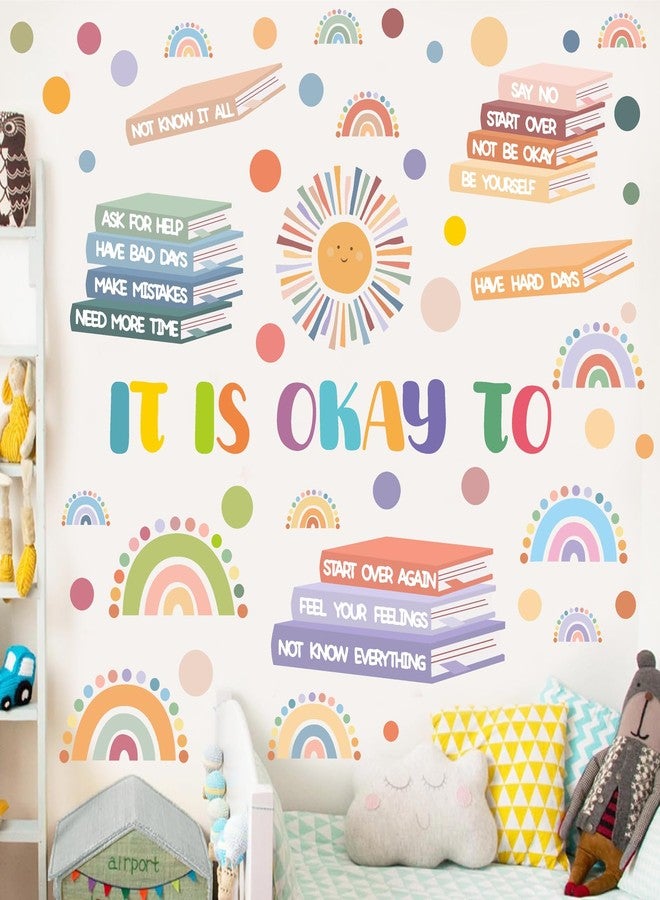 HATARU Kids Inspirational Wall Decals Motivational Quotes Wall Stickers Peel and Stick Reading Wall Decals Watercolor Polka Dots Rainbow Sun Wall Stickers for Nursery Classroom Playroom Reading Room Decor - Image 2