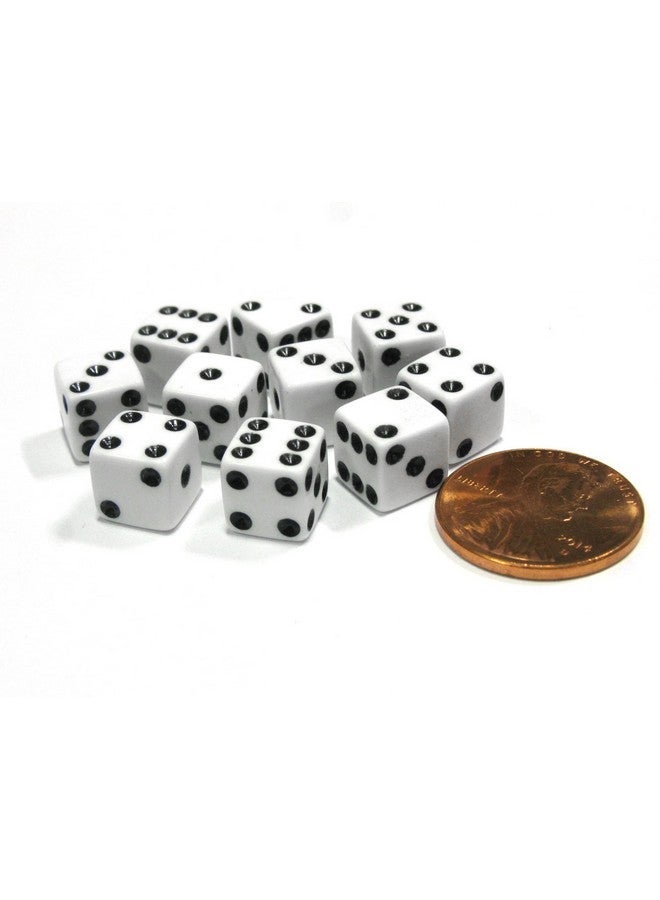 Koplow Games Set of 10 8mm Six Sided D6 Small Square Dice White with Black Pips by