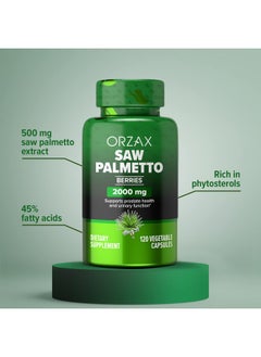 ORZAX Saw Palmetto 2000 Mg Support Urinary Functions And Prostate Health For Men Natural Dht Blocker To Help Hair Growth 120 Vegatable Capsules  - Image 4