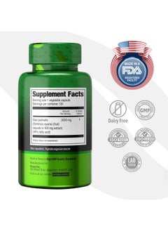 ORZAX Saw Palmetto 2000 Mg Support Urinary Functions And Prostate Health For Men Natural Dht Blocker To Help Hair Growth 120 Vegatable Capsules  - Image 3