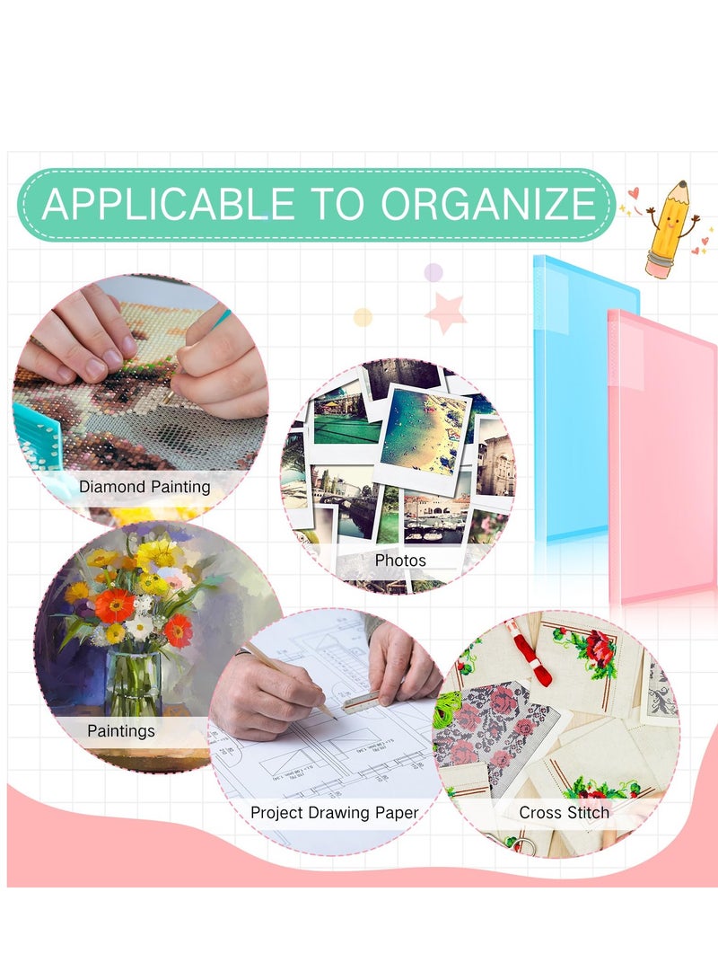 Excefore 4 Pack A3 Diamond Painting Storage Book, 60 Pages Portfolio Folder for Artwork with Sleeves Protector, Artwork 16.5 x 11.9 Inches (Blue, Pink) - Image 3