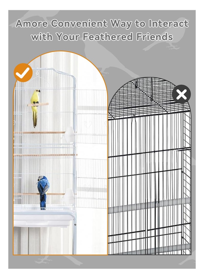 LEOKOR Pet Bird Cage, Play Open Top Medium Small Bird Cage with Detachable Rolling Stand for Parrot Lovebirds Finches Canaries Parakeets Cockatiels Budgie Parrotlet Conures, While (137cm*47cm*37cm) - Image 4