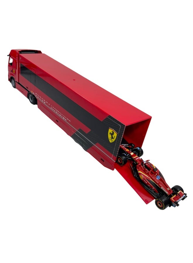 Bburago 1:43 Iveco S Way cab w/Trailer + 1 Ferrari 1:43 SF-24 (w/o helmet) – Remote Control Toy for Kids Ages 6+ - Image 5