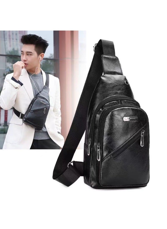 Generic Men's Chest Bag 2024 Fashion Shoulder Bag Large Capacity Casual Messenger Bag Travel Soft Leather Waterproof Small Backpack-Color:Coffee 】  - Image 2