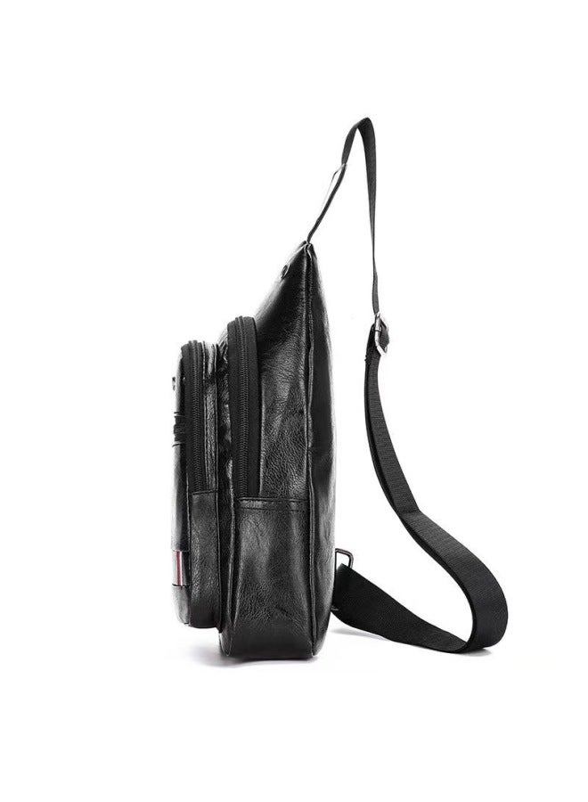 Generic Men's Chest Bag 2024 Fashion Shoulder Bag Large Capacity Casual Messenger Bag Travel Soft Leather Waterproof Small Backpack-Color:Coffee 】  - Image 5